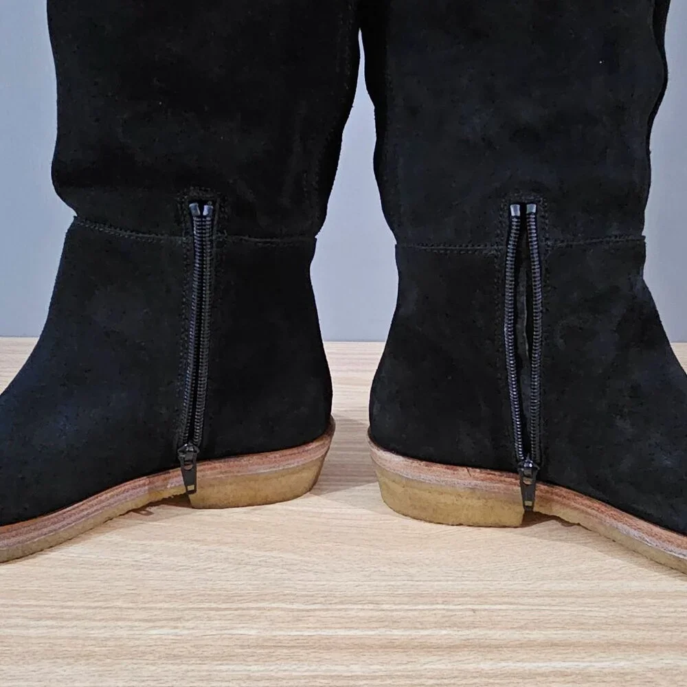 Free People Banks Over The Knee Boot Womens EU 37 Black Suede Slouchy Pull On
